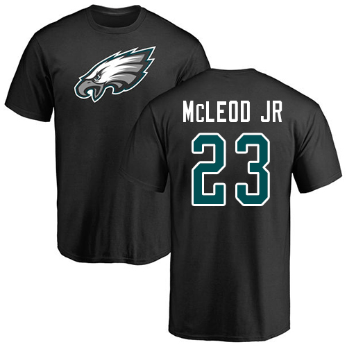 Men Philadelphia Eagles #23 Rodney McLeod Black Name and Number Logo NFL T Shirt->nfl t-shirts->Sports Accessory